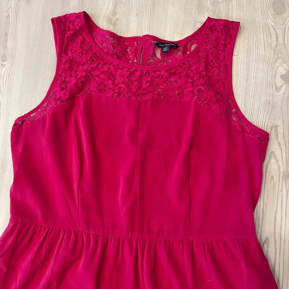 American Eagle Pink Sleeveless Dress with Lace Detail - Picture 3 of 7